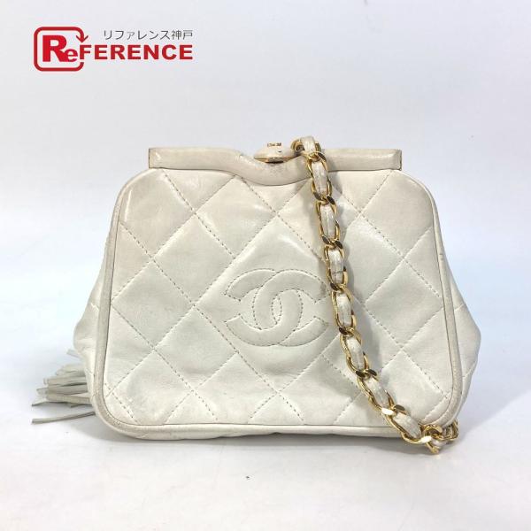 CHANEL シャネル ココマーク CC マトラッセ キルティング がま口 フリンジ付 ウエストポー...