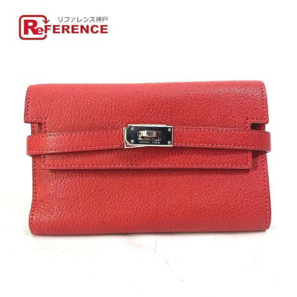 HERMES エルメス ケリーウォレット ミディアム コンパクトウォレット 3つ折り財布 ルージュク...