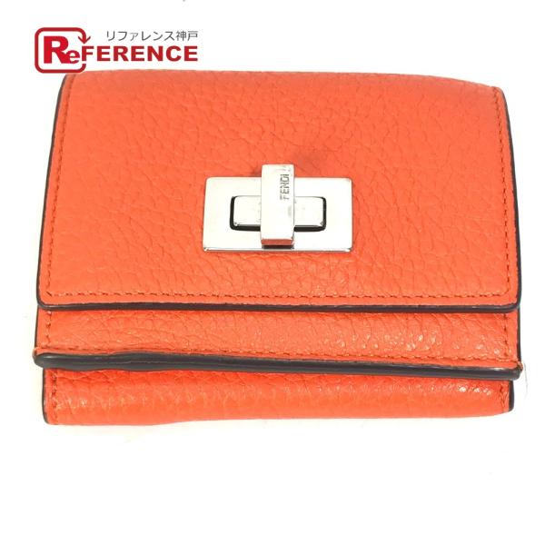 FENDI フェンディ 8M0426 ピーカブー ウォレット 3つ折り財布 オレンジ レディース【中...