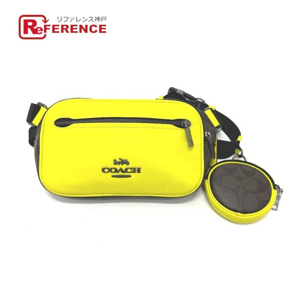 COACH コーチ CL427 クロスボディ シグネチャー ボディバッグ イエロー メンズ【中古】