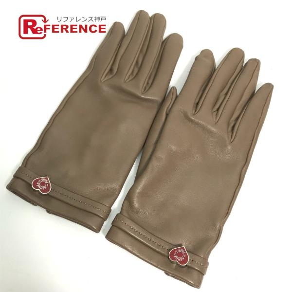 新品同様 HERMES エルメス ドリーム ラブ グローブ ハート 手袋 エトゥープ グレー系 レデ...