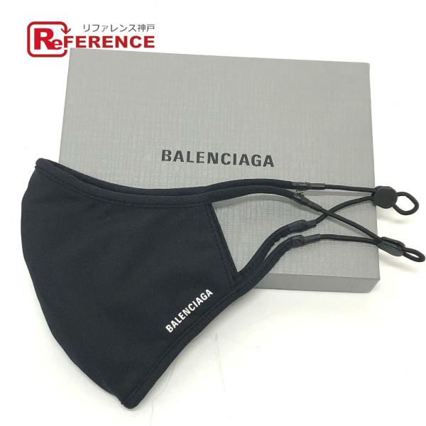 美品 BALENCIAGA バレンシアガ ファッションアクセサリー ロゴ マスク ブラック ユニセッ...