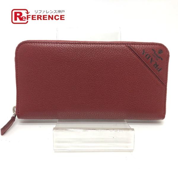 PRADA プラダ 2ML317 ラウンドファスナー ウォレット ロゴ グラデーション 長財布 レッ...