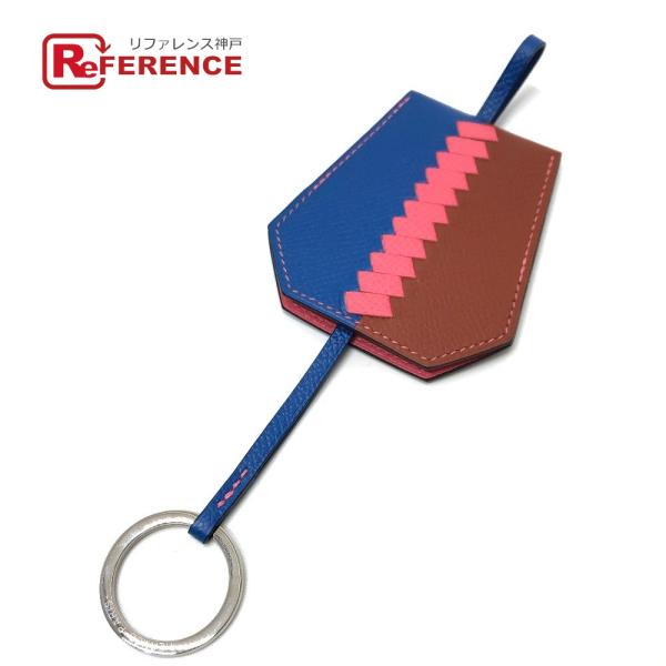 HERMES エルメス クレ グラン トレサージュ クロシェット キーリング ブリック×ブルーゼリー...