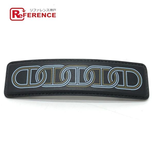 新品同様 HERMES エルメス カルメル ヘアアクセサリー 24番地のサーキット バレッタ ブラッ...