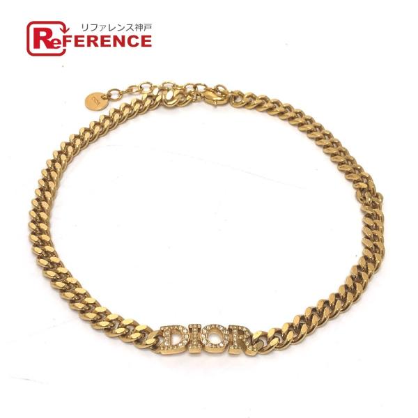 Dior ディオール チョーカー チェーン ロゴ ネックレス ゴールド レディース【中古】