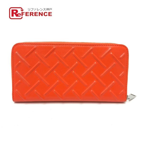 BOTTEGA VENETA ボッテガヴェネタ 593217 ラウンドファスナー 長財布 オレンジ ...