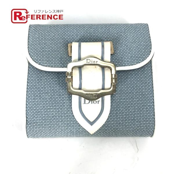 Dior ディオール Wホック コンパクトウォレット バイカラー ロゴ 2つ折り財布 ブルー レディ...
