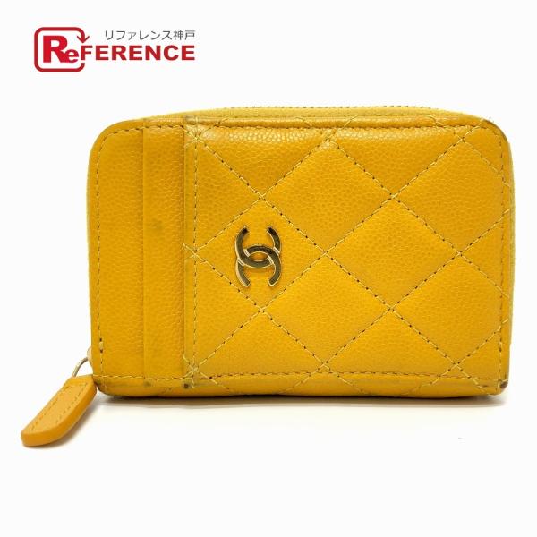 CHANEL シャネル AP1650 マトラッセ カードケース CC ココマーク コインケース イエ...