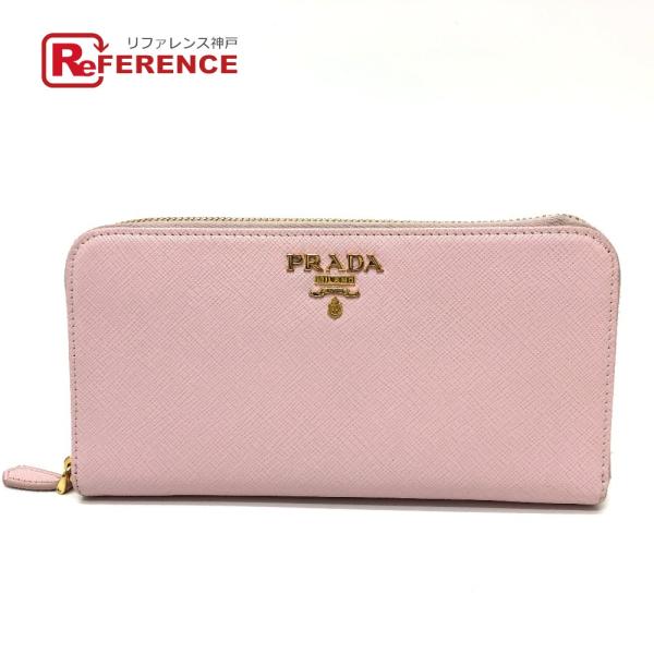 PRADA プラダ 1ML506 ジッピーウォレット ラウンドファスナー ロゴ 長財布 ピンク レデ...