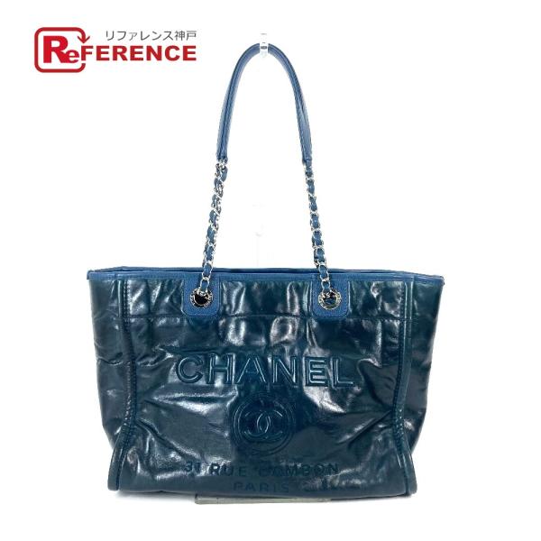 CHANEL シャネル ドーヴィルMM カバン チェーン ロゴ トートバッグ 肩掛け ショルダーバッ...