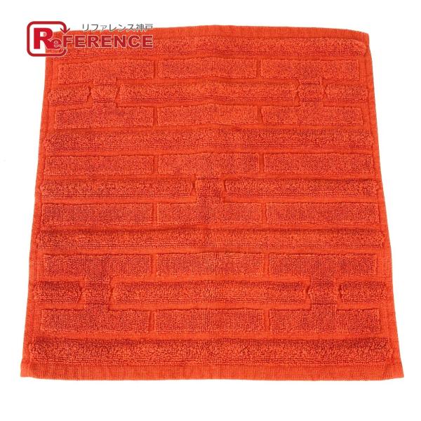 未使用 HERMES エルメス ラビリンス ハンドタオル ハンカチ タオル オレンジ レディース【中...