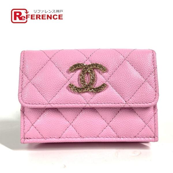 美品 CHANEL シャネル AP3182 マトラッセ スモールフラップウォレット コンパクトウォレ...