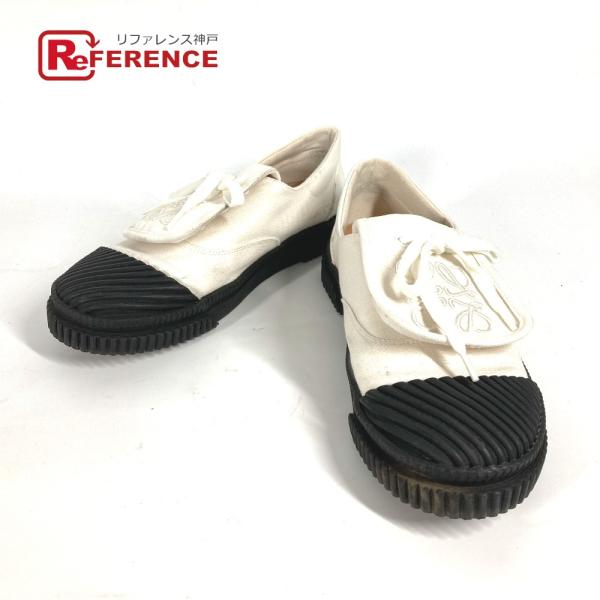 LOEWE ロエベ L815282X20 アナグラム バイカラー 紐 靴 シューズ スニーカー ホワ...