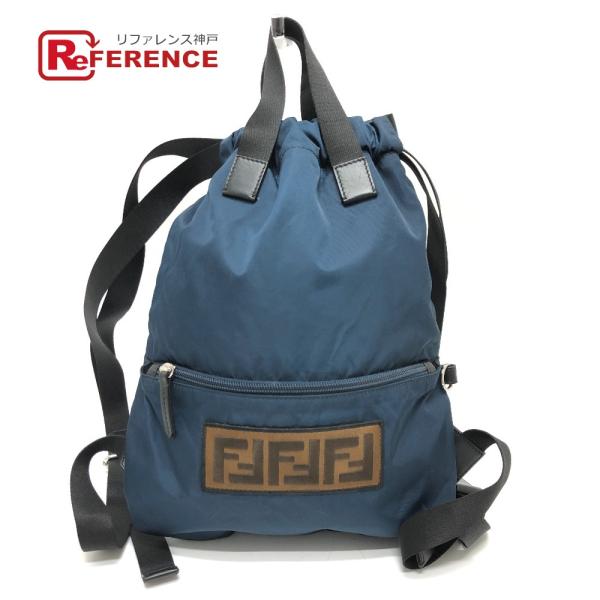 FENDI フェンディ 8BZ045 ズッカ ロゴ ナップサック バックパック リュックサック ネイ...