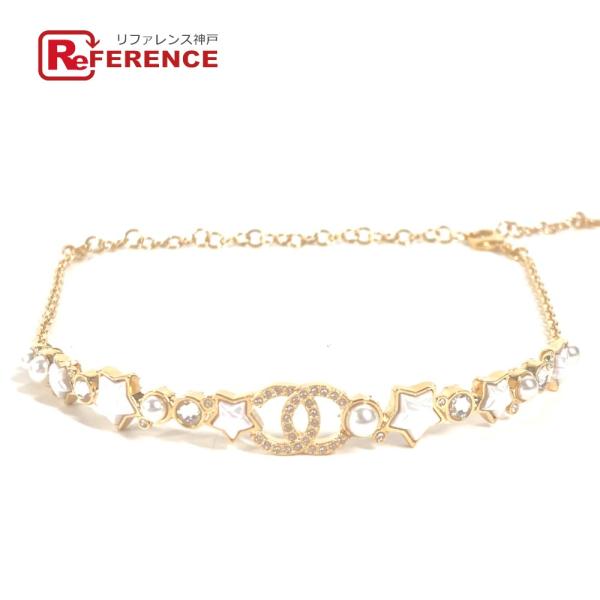 未使用 CHANEL シャネル CC ココマーク スター 星 チェーン チョーカー アクセサリー ラ...