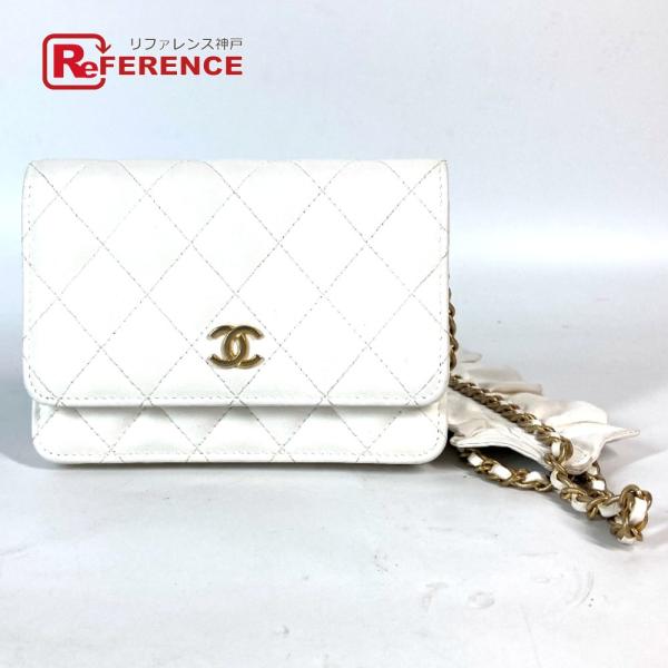 美品 CHANEL シャネル CC ココマーク フリル チェーンウォレット ショルダーバッグ 斜め掛...