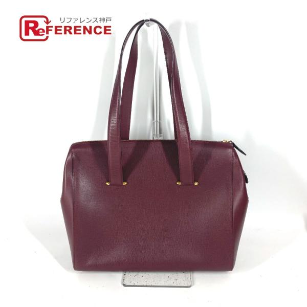 CARTIER カルティエ マストライン トートバッグ 肩掛け カバン ショルダーバッグ ワインレッ...