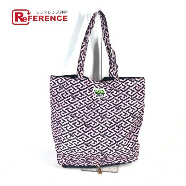 美品 VERSACE ヴェルサーチ グレカ ロゴ 折り畳み エコバッグ カバン 縦型 トートバッグ ...