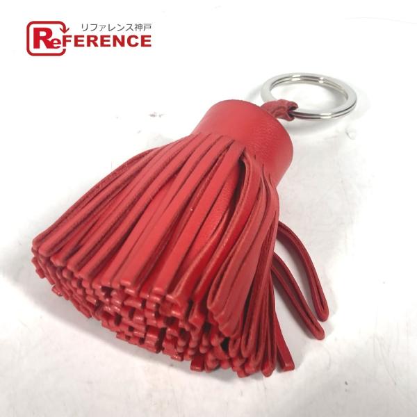 HERMES エルメス カルメン バッグチャーム キーリング フリンジ キーホルダー レッド レディ...