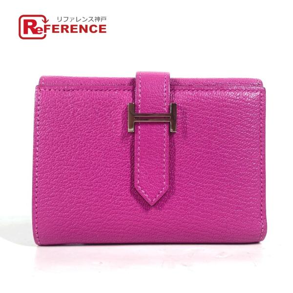 美品 HERMES エルメス ベアンコンパクトコンビネ コンパクトウォレット 3つ折り財布 マグノリ...
