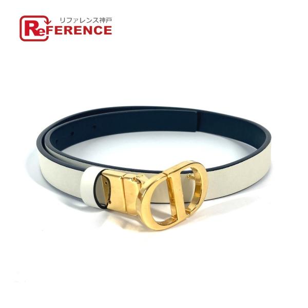 美品 Dior ディオール CDバックル アクセサリー ベルト ホワイト レディース【中古】