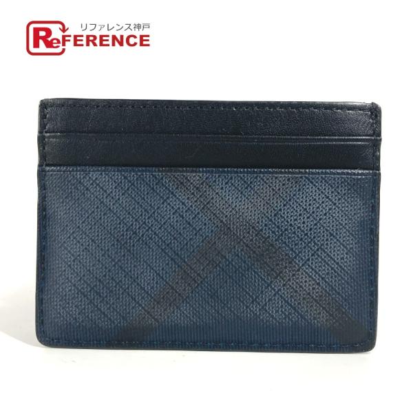 美品 BURBERRY バーバリー チェック 名刺入れ パスケース カードケース ネイビー ユニセッ...