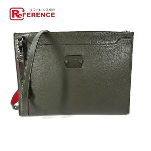 美品 Christian Louboutin クリスチャンルブタン ロゴ 2WAYバッグ ポシェット クラッチバッグ ショルダーバッグ カーキ【中古】