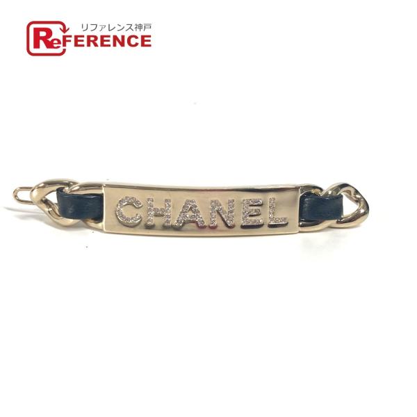 美品 CHANEL シャネル ロゴ ラインストーン ヘアアクセサリー ヘアピン B20B バレッタ ...
