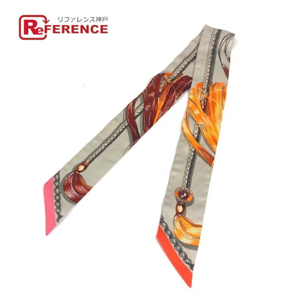 美品 HERMES エルメス ツイリー ツィリー Twilly  バンドースカーフ スカーフ グレー...