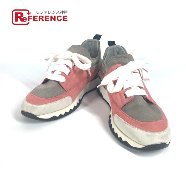 HERMES エルメス スタジアム 靴 紐 シューズ スニーカー ピンク レディース【中古】