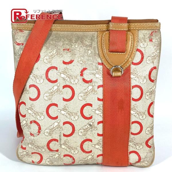 CELINE セリーヌ ロゴ マカダム 馬車 カバン 斜め掛け ポシェット ショルダーバッグ オレン...