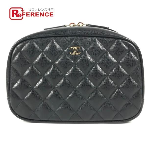 美品 CHANEL シャネル A80910 CC ココマーク ロゴ マトラッセ メイクポーチ 化粧ポ...