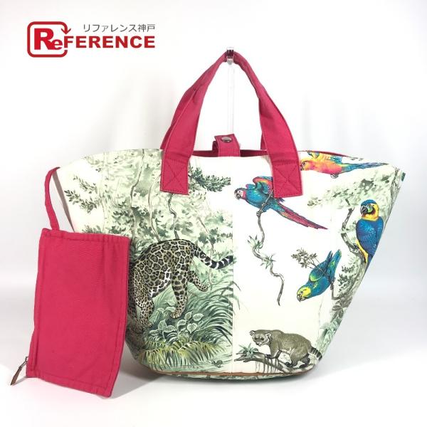 HERMES エルメス パニエドプラージュ カバン トートバッグ ポーチ付き アニマル ハンドバッグ...