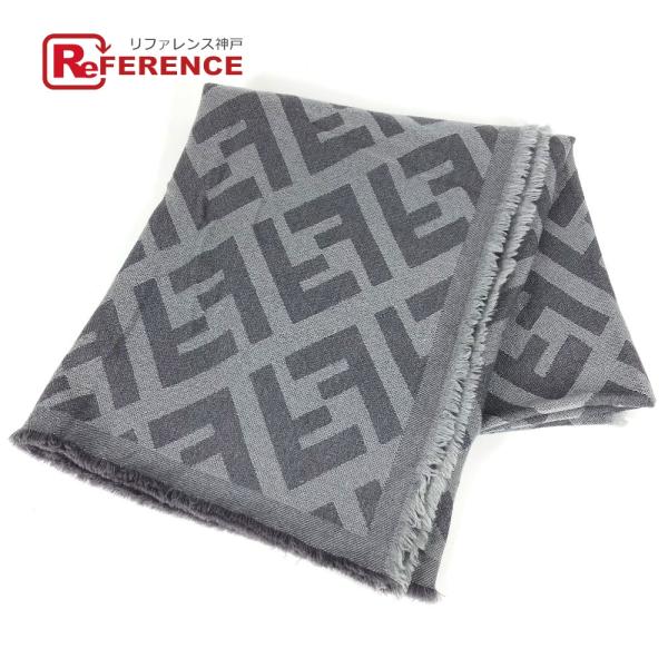 美品 FENDI フェンディ FXX056 ズッカ ロゴ ショール ストール 大判 スカーフ フリン...