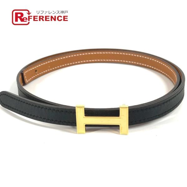 HERMES エルメス フォーカス リバーシブルベルト Hベルト 細ベルト ベルト ブラック レディ...
