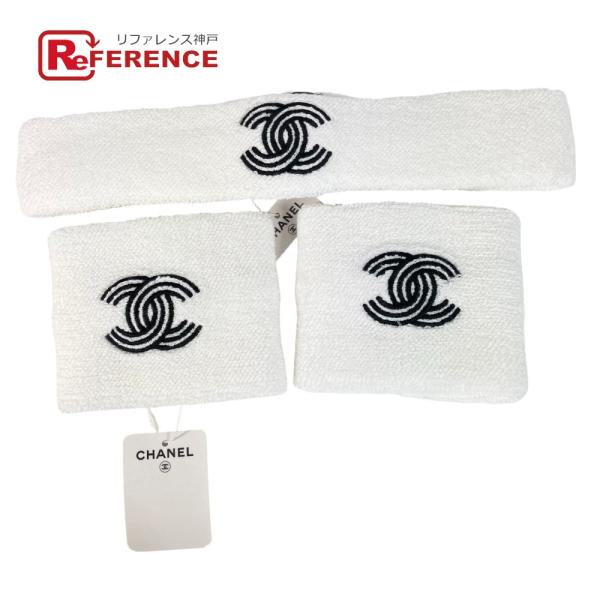 未使用 CHANEL シャネル AA9752 ヘアバンド＆リストバンド 3点セット ヘッドバンド  ...