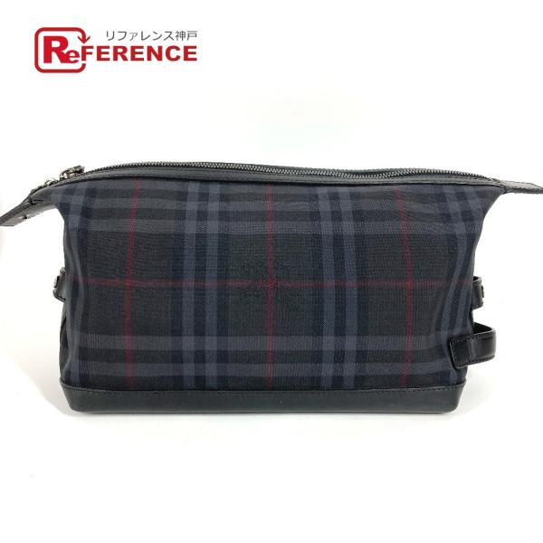 BURBERRY バーバリー チェック ロゴ カバン ポーチ クラッチバッグ セカンドバッグ ブラッ...
