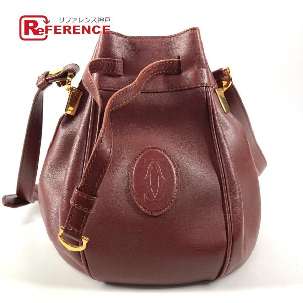 CARTIER カルティエ ロゴ マストライン カバン 斜め掛け 巾着バッグ ヴィンテージ ショルダ...