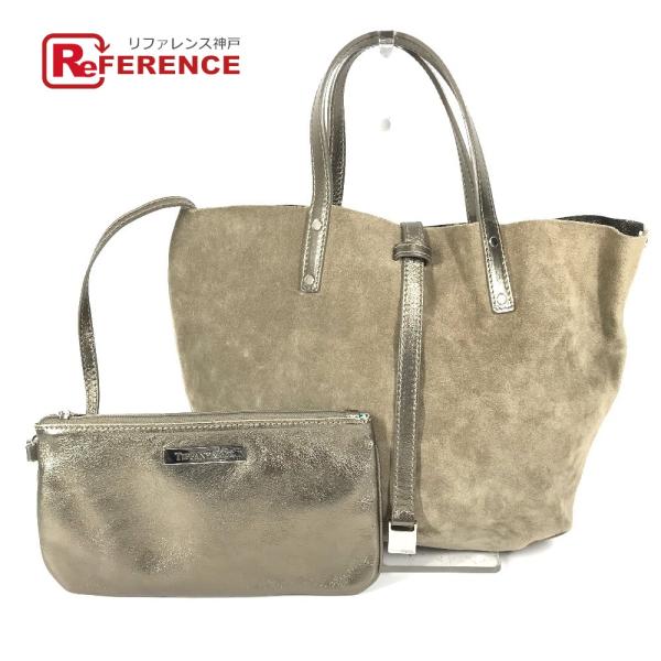 TIFFANY&amp;Co. ティファニー ロゴ カバン トートバッグ ポーチ付き ハンドバッグ ゴールド...