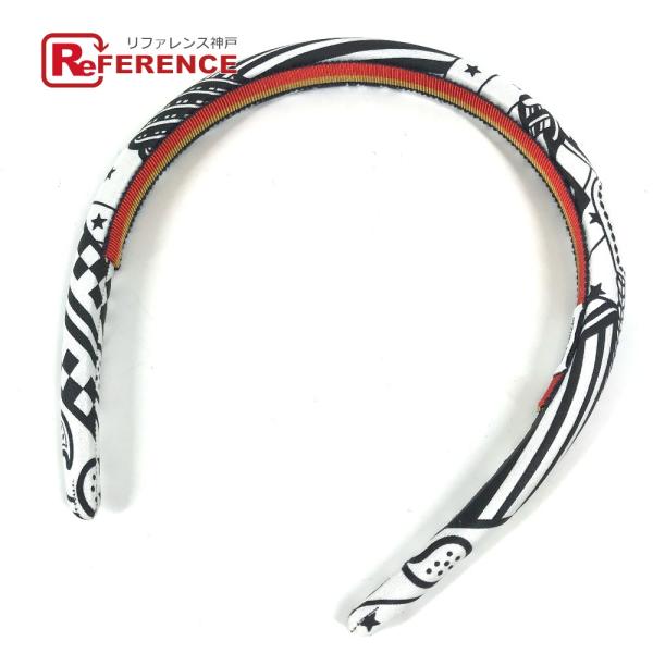 美品 HERMES エルメス ジナ ジグザク ヘッドバンド ヘアアクセサリー  カチューシャ ホワイ...