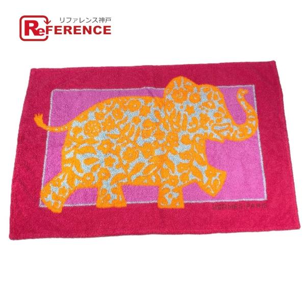 HERMES エルメス 象 エレファント ビーチタオル バスタオル  ブランケット フリンジ バスマ...