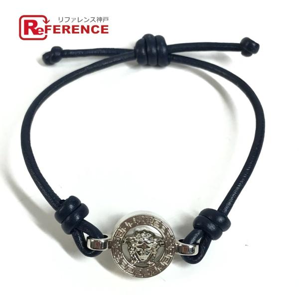 VERSACE ヴェルサーチ メデューサ ロゴ アクセサリー バングル ブレスレット ネイビー ユニ...