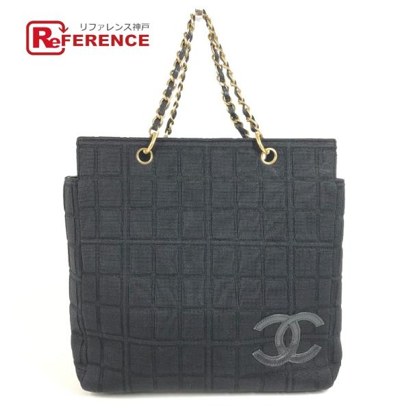 CHANEL シャネル CC ココマーク ロゴ チョコバー トートバッグ カバン Wチェーン チェー...