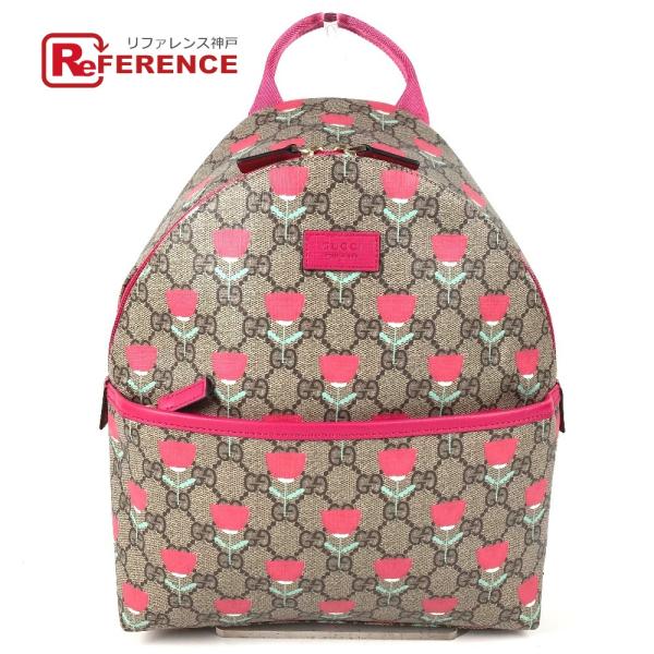 新品同様 GUCCI グッチ 782708 ロゴ フラワー 花 チューリップ カバン バックパック ...