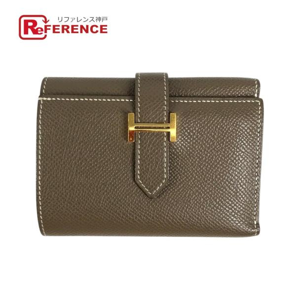 HERMES エルメス ベアン コンビネ コンパクトウォレット 財布 3つ折り財布 ゴールド金具 エ...