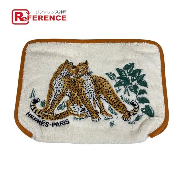 HERMES エルメス ヴィンテージ マルチポーチ 化粧ポーチ メイクポーチ パイル レオパード 豹...