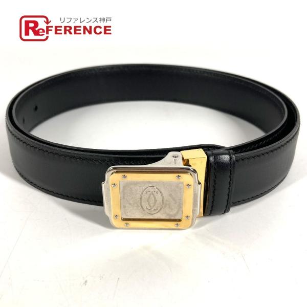 CARTIER カルティエ サントス ロゴ ボトムス用ベルト バックル ベルト ブラック メンズ【中...