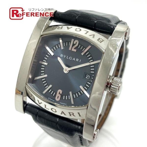 BVLGARI ブルガリ AA39S アショーマ クォーツ デイト 腕時計 SS/レザーベルト レデ...