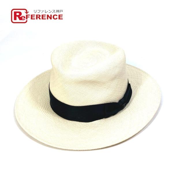 CHANEL シャネル CC ココマーク グログランリボン 19V ハット ストローハット 帽子 ス...